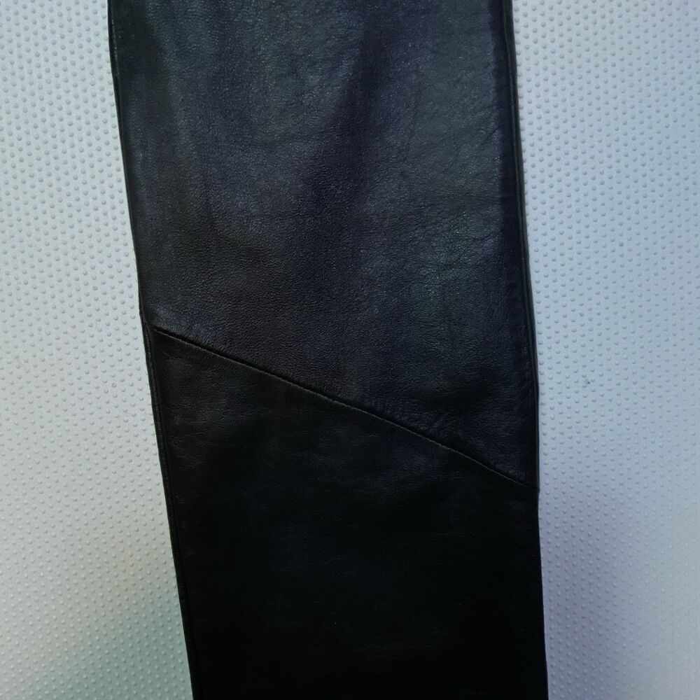 Vintage Wilson's Black Genuine Leather Pants Mid Rise Boot Cut Women's 8 - Picture 6 of 16